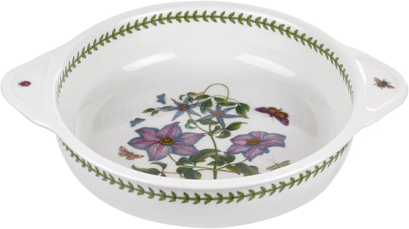 ظرف پخت گرد دسته دار پورت مریون مدل Botanic Garden، سایز 10 اینچ، جنس фарфоров، رنگ سفید