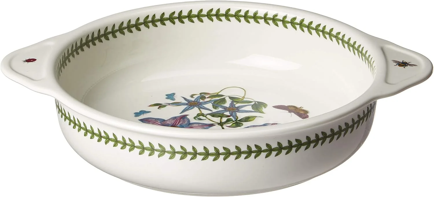 ظرف پخت گرد دسته دار پورت مریون مدل Botanic Garden، سایز 10 اینچ، جنس фарфоров، رنگ سفید