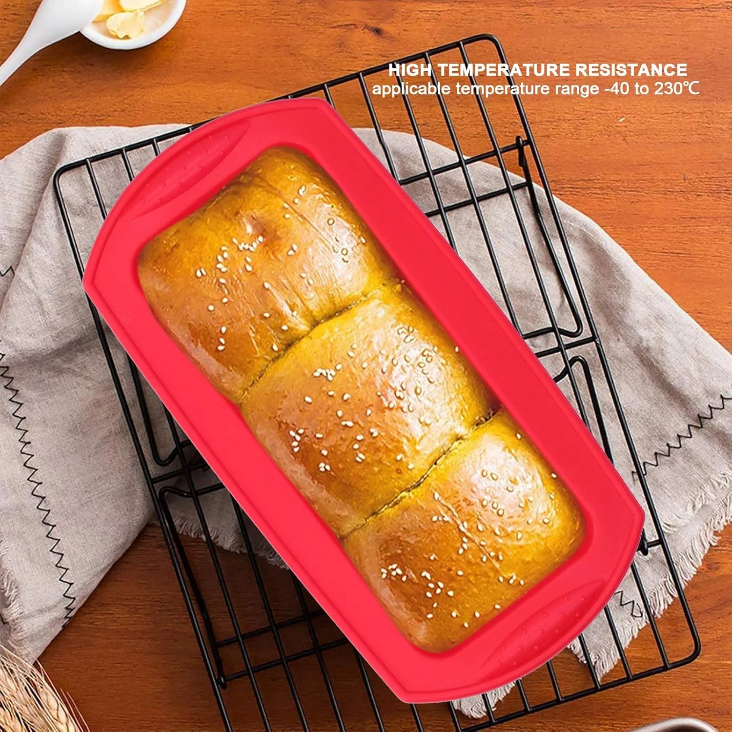قالب نان سیلیکونی NDNCZDHC، بسته 2 عددی، 27x14x5.5 سانتی متر، قالب مستطیلی نچسب برای پخت نان و کیک در فر