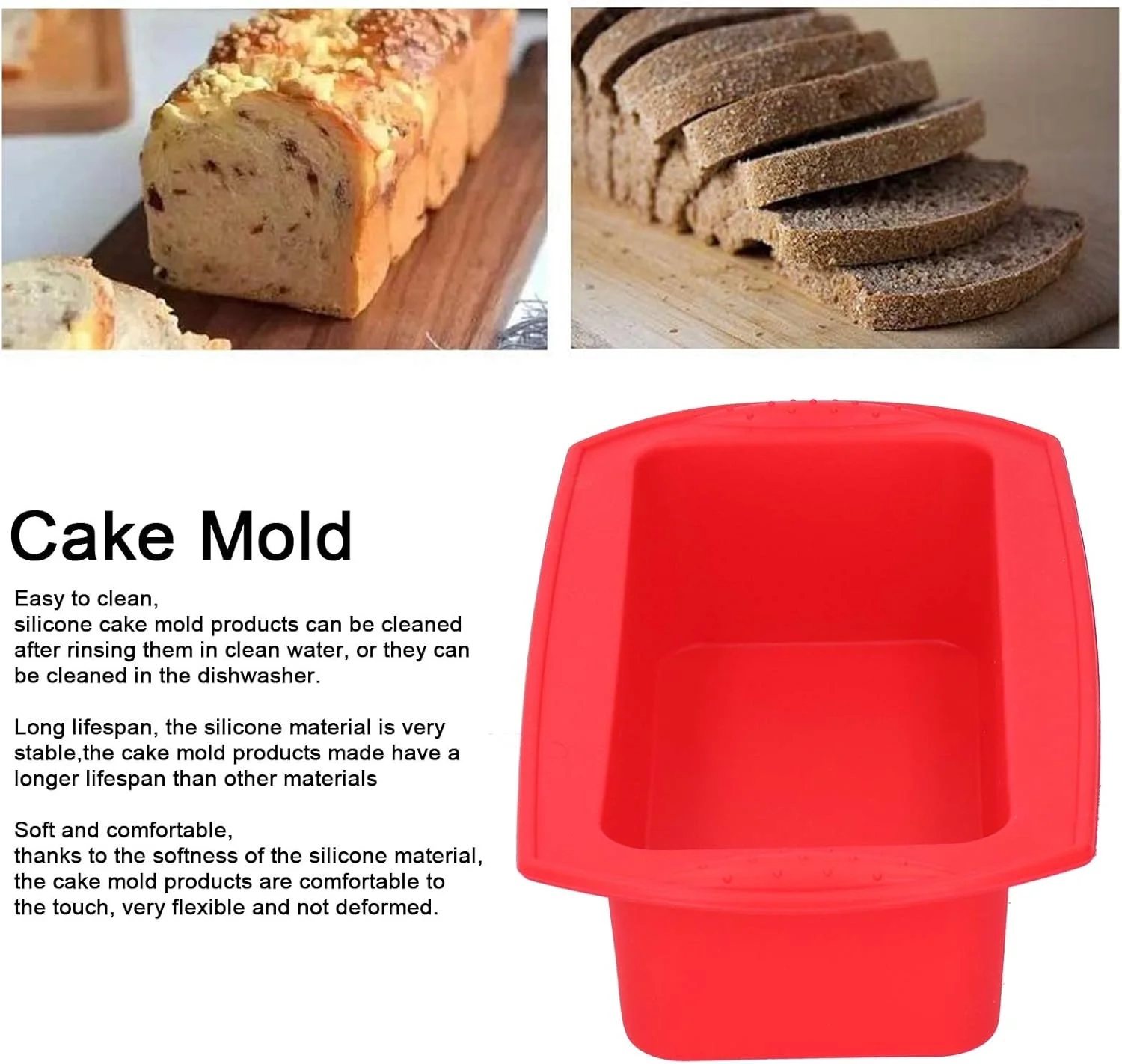 قالب نان سیلیکونی NDNCZDHC، بسته 2 عددی، 27x14x5.5 سانتی متر، قالب مستطیلی نچسب برای پخت نان و کیک در فر