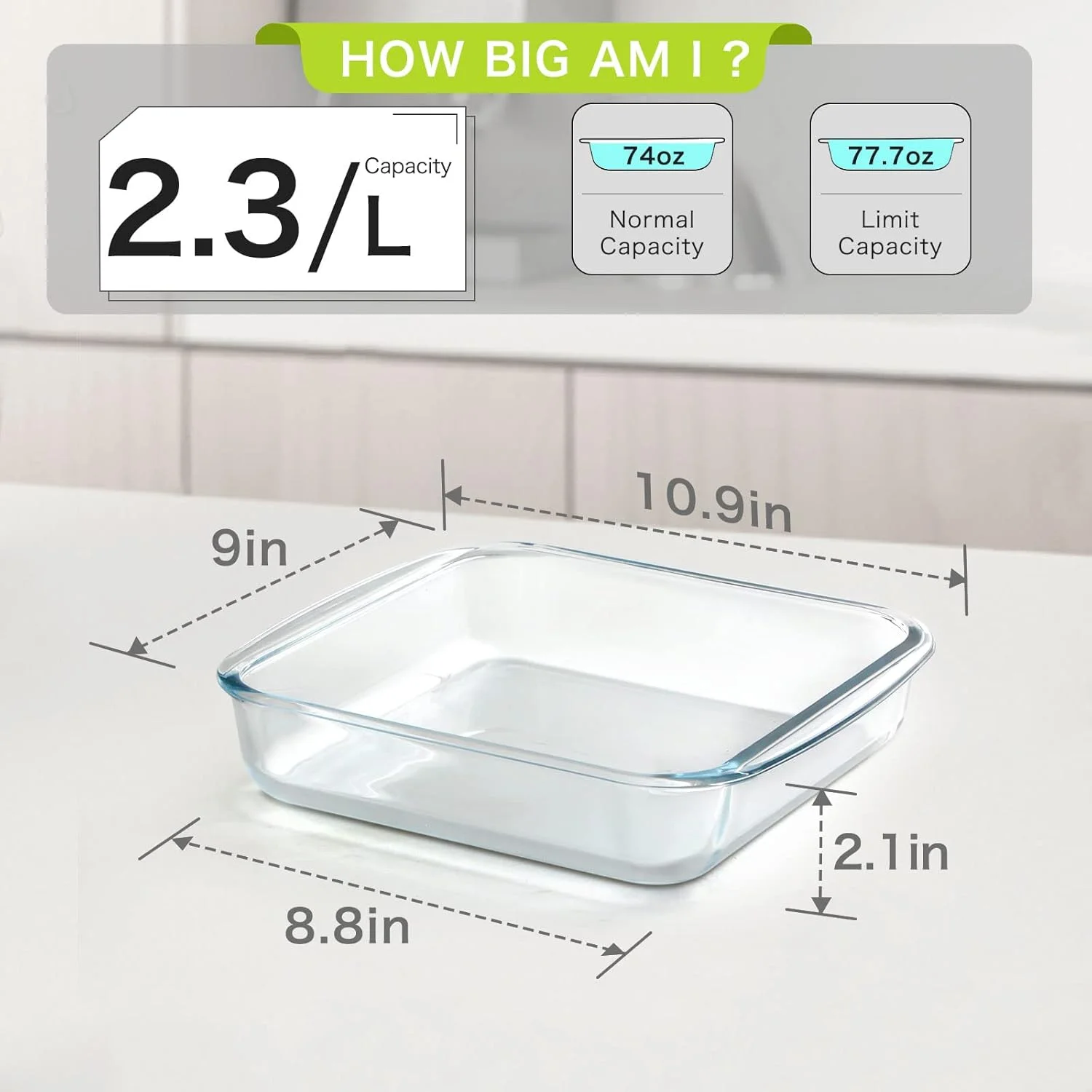 ظروف پخت شیشه ای مربع NUTRIUPS با ظرفیت 2.4 کوارت، ظرف پخت مربع 9x9 اینچی، ظرف پخت شیشه ای برای فر ظروف پخت شیشه ای مربع NUTRIUPS با ظرفیت 2.4 کوارت، ظرف پخت مربع 9x9 اینچی، ظرف پخت شیشه ای برای فر