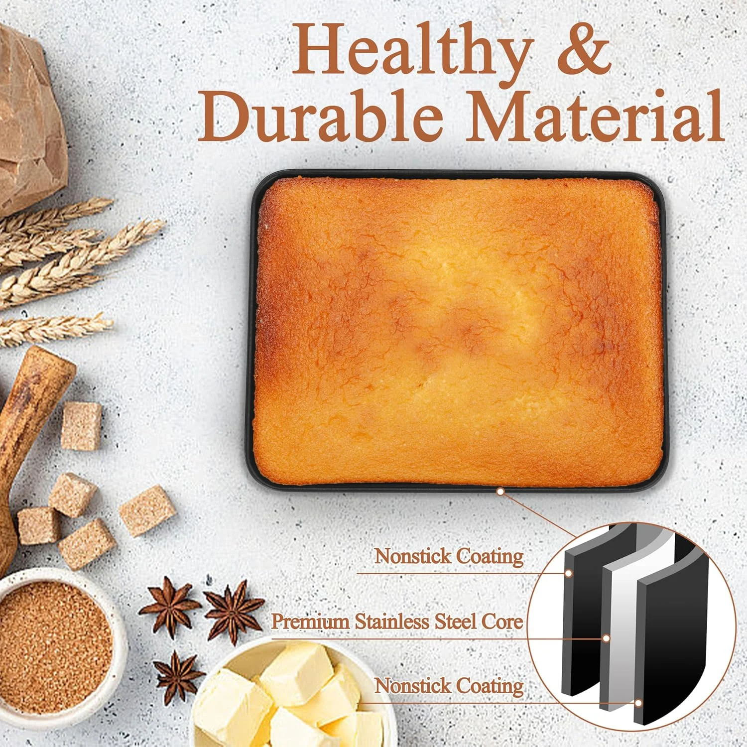 ست 4 تایی قالب پخت مستطیلی LIANYU با ابعاد 31.3 × 24.7 × 5 سانتیمتر، نچسب، مناسب برای کیک، لازانیا، براونی، سوفله، ظروف پخت و پز برای پخت، برشته کردن در فر و توستر، هسته فولاد ضد زنگ و جدا شدن آسان، سالم و غیر سمی ست 4 تایی قالب پخت مستطیلی LIANYU با ابعاد 31.3 × 24.7 × 5 سانتیمتر، نچسب، مناسب برای کیک، لازانیا، براونی، سوفله، ظروف پخت و پز برای پخت، برشته کردن در فر و توستر، هسته فولاد ضد زنگ و جدا شدن آسان، سالم و غیر سمی