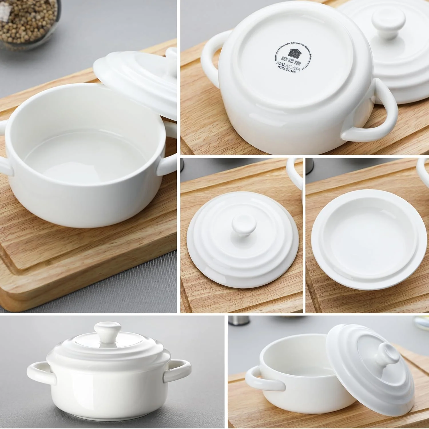 ست مینی کوکوت MALACASA - ظروف کوچک کاسرول 400 میلی لیتری با درب و دسته، ست فر مینیاتوری سرامیکی 4 عددی، رمکین های کوچک پخت برای لازانیا، سوفله، فر، مایکروویو و ماشین ظرفشویی، سری ست مینی کوکوت MALACASA - ظروف کوچک کاسرول 400 میلی لیتری با درب و دسته، ست فر مینیاتوری سرامیکی 4 عددی، رمکین های کوچک پخت برای لازانیا، سوفله، فر، مایکروویو و ماشین ظرفشویی، سری