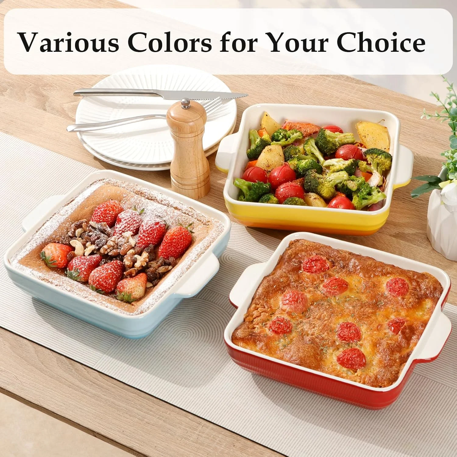 ظرف پخت مربع 20x20 سانتی متری NUTRIUPS، ظرف سرامیکی 1.5 لیتری با دسته، ظرف سوفله برای فر، ظروف پخت چینی (قرمز گرادیان) ظرف پخت مربع 20x20 سانتی متری NUTRIUPS، ظرف سرامیکی 1.5 لیتری با دسته، ظرف سوفله برای فر، ظروف پخت چینی (قرمز گرادیان)