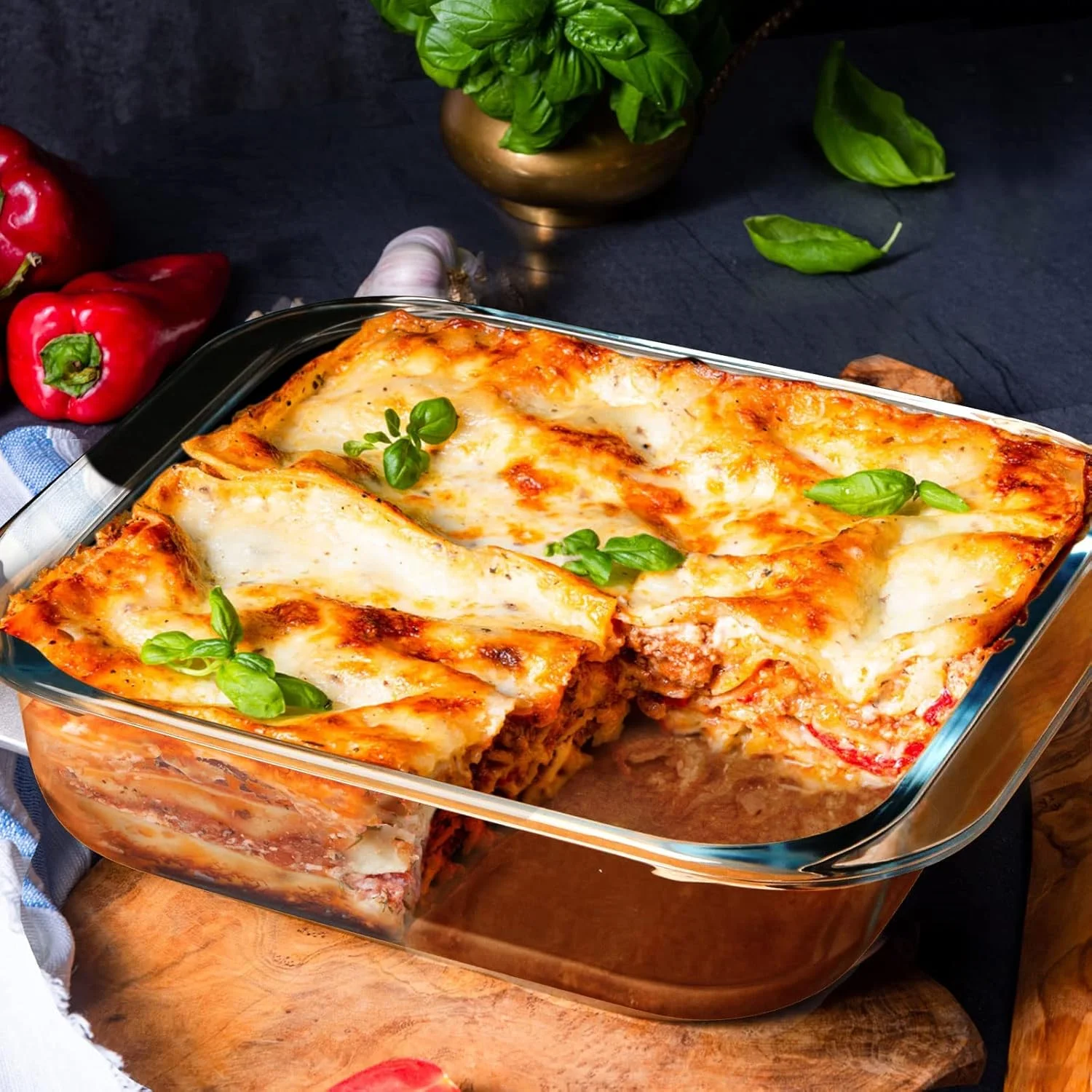 ظروف پخت شیشه ای مربع NUTRIUPS با ظرفیت 2.4 کوارت، ظرف پخت مربع 9x9 اینچی، ظرف پخت شیشه ای برای فر ظروف پخت شیشه ای مربع NUTRIUPS با ظرفیت 2.4 کوارت، ظرف پخت مربع 9x9 اینچی، ظرف پخت شیشه ای برای فر