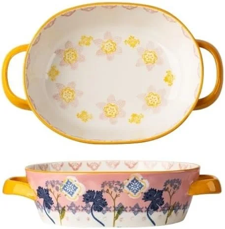 ظرف پخت سفالی آشپزخانه، سینی پخت سرامیکی عمیق هزار لایه با دسته، لوازم پخت و پز 800 میلی لیتری ظرف پخت سفالی آشپزخانه، سینی پخت سرامیکی عمیق هزار لایه با دسته، لوازم پخت و پز 800 میلی لیتری