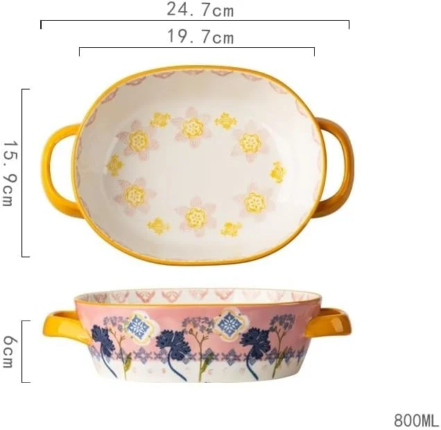 ظرف پخت سفالی آشپزخانه، سینی پخت سرامیکی عمیق هزار لایه با دسته، لوازم پخت و پز 800 میلی لیتری ظرف پخت سفالی آشپزخانه، سینی پخت سرامیکی عمیق هزار لایه با دسته، لوازم پخت و پز 800 میلی لیتری