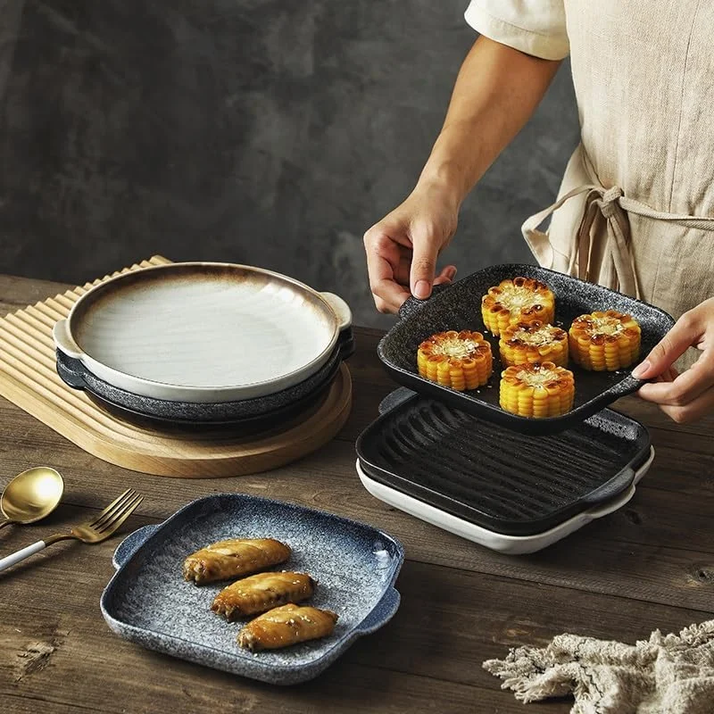 ظرف پخت و پز آشپزخانه، ظروف پخت، کاسه نودل پهن، سینی پخت خانگی سرامیکی دو گوشه (سفید) ظرف پخت و پز آشپزخانه، ظروف پخت، کاسه نودل پهن، سینی پخت خانگی سرامیکی دو گوشه (سفید)