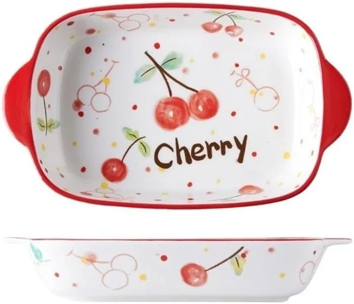 ظرف پخت سرامیکی آشپزخانه، ظروف غذاخوری سرامیکی با ظرفیت 500 میلی لیتر، سینی پخت خانگی، مناسب برای پنیر، برنج، فر، مایکروویو، ظرف دو دسته پخت و پز (قرمز) ظرف پخت سرامیکی آشپزخانه، ظروف غذاخوری سرامیکی با ظرفیت 500 میلی لیتر، سینی پخت خانگی، مناسب برای پنیر، برنج، فر، مایکروویو، ظرف دو دسته پخت و پز (قرمز)