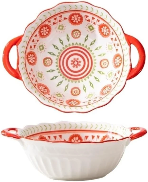 ظرف پخت و پز آشپزخانه، ظروف سرامیکی با ظرفیت 800 میلی لیتر، سینی پخت برنج پنیری، ظرف سالاد، کاسه مخصوص فر خانگی با دو دسته ظرف پخت و پز آشپزخانه، ظروف سرامیکی با ظرفیت 800 میلی لیتر، سینی پخت برنج پنیری، ظرف سالاد، کاسه مخصوص فر خانگی با دو دسته