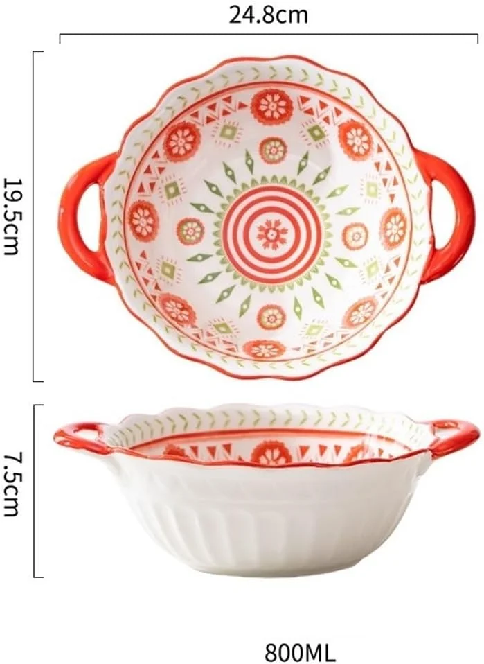 ظرف پخت و پز آشپزخانه، ظروف سرامیکی با ظرفیت 800 میلی لیتر، سینی پخت برنج پنیری، ظرف سالاد، کاسه مخصوص فر خانگی با دو دسته ظرف پخت و پز آشپزخانه، ظروف سرامیکی با ظرفیت 800 میلی لیتر، سینی پخت برنج پنیری، ظرف سالاد، کاسه مخصوص فر خانگی با دو دسته