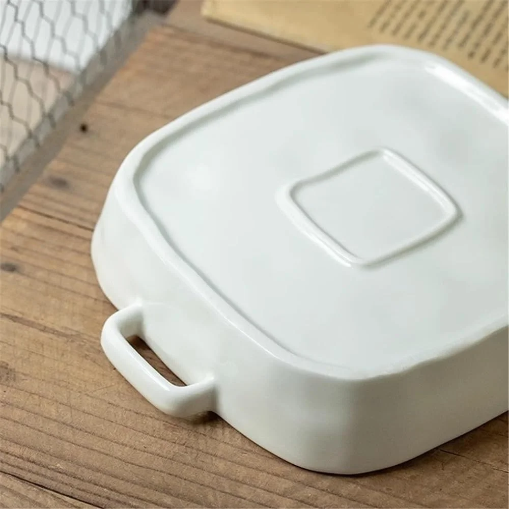 ظرف پخت مربع خلاقانه با دو دسته، سینی پخت سرامیکی مقاوم در برابر حرارت، 710 میلی لیتر ظرف پخت مربع خلاقانه با دو دسته، سینی پخت سرامیکی مقاوم در برابر حرارت، 710 میلی لیتر