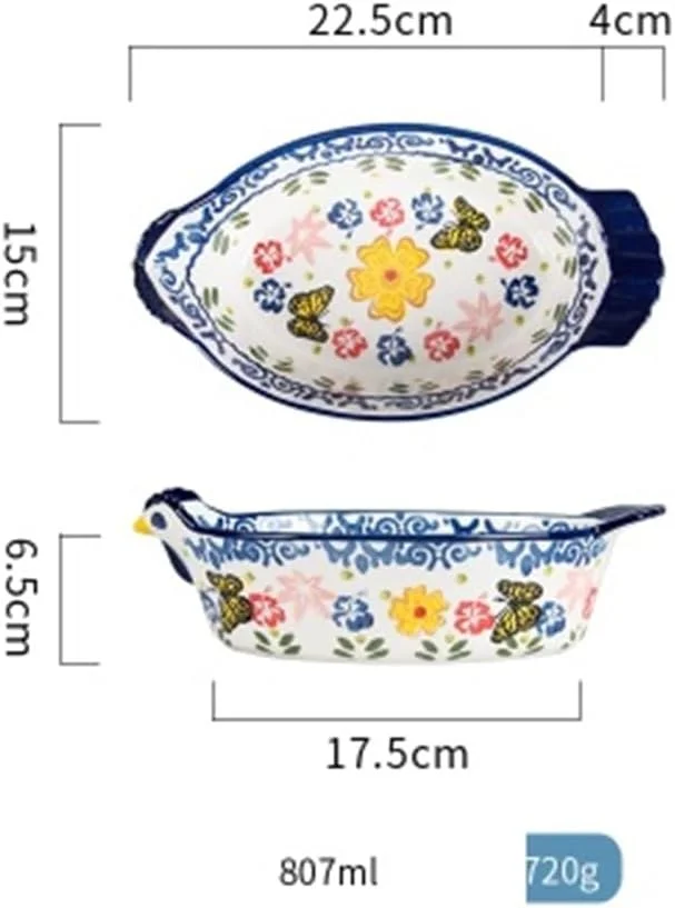 ظرف پخت سرامیکی آشپزخانه، سینی پخت چند منظوره با ظرفیت بزرگ 807 میلی لیتر، سینی برنج پخته شده با دسته دوتایی خلاقانه، لوازم پخت و پز