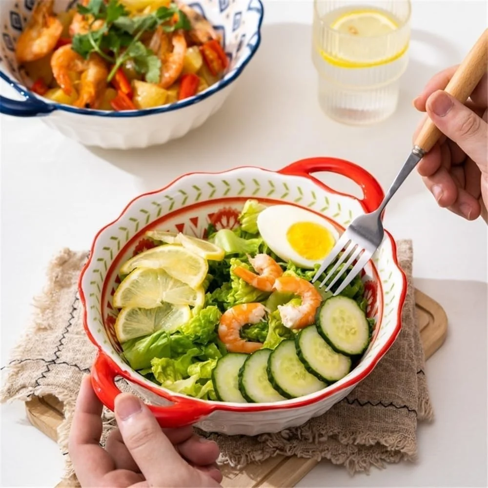 ظرف پخت و پز آشپزخانه، ظروف سرامیکی با ظرفیت 800 میلی لیتر، سینی پخت برنج پنیری، ظرف سالاد، کاسه مخصوص فر خانگی با دو دسته ظرف پخت و پز آشپزخانه، ظروف سرامیکی با ظرفیت 800 میلی لیتر، سینی پخت برنج پنیری، ظرف سالاد، کاسه مخصوص فر خانگی با دو دسته