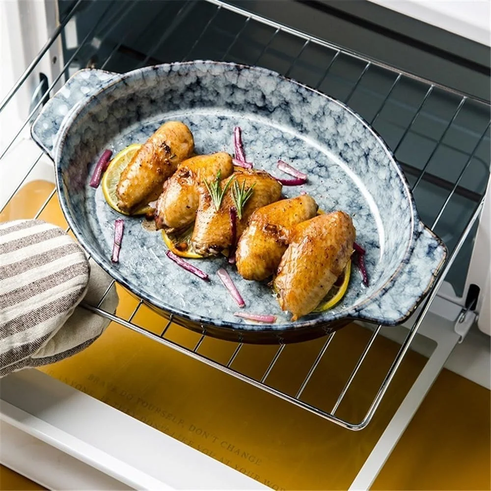 ظرف پخت لازانیا دایره ای سرامیکی عمیق با دسته، ظرفیت 1000 میلی لیتر، اندازه 11.5 اینچ، ظروف سرامیکی فر، ظروف پخت و پز ظرف پخت لازانیا دایره ای سرامیکی عمیق با دسته، ظرفیت 1000 میلی لیتر، اندازه 11.5 اینچ، ظروف سرامیکی فر، ظروف پخت و پز