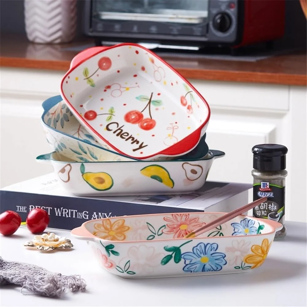 ظرف پخت سرامیکی آشپزخانه، ظروف غذاخوری سرامیکی با ظرفیت 500 میلی لیتر، سینی پخت خانگی، مناسب برای پنیر، برنج، فر، مایکروویو، ظرف دو دسته پخت و پز (قرمز) ظرف پخت سرامیکی آشپزخانه، ظروف غذاخوری سرامیکی با ظرفیت 500 میلی لیتر، سینی پخت خانگی، مناسب برای پنیر، برنج، فر، مایکروویو، ظرف دو دسته پخت و پز (قرمز)