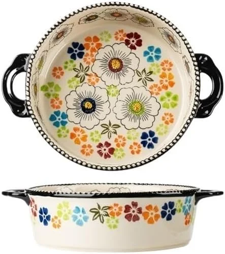 ظرف پخت و پز آشپزخانه، ظرف چند منظوره فر با ظرفیت 950 میلی لیتر، سینی پخت سرامیکی گرد با دسته های عتیقه، لوازم پخت و پز ظرف پخت و پز آشپزخانه، ظرف چند منظوره فر با ظرفیت 950 میلی لیتر، سینی پخت سرامیکی گرد با دسته های عتیقه، لوازم پخت و پز