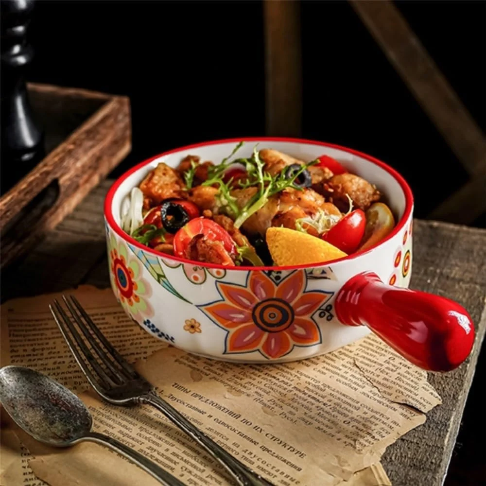 ظرف پخت سرامیکی آشپزخانه، ظرف خلاقانه با دسته تکی به سبک روستایی اسکاندیناوی، با ظرفیت 660 میلی لیتر، مناسب برای استفاده خانگی، مناسب برای پخت برنج و پنیر در فر ظرف پخت سرامیکی آشپزخانه، ظرف خلاقانه با دسته تکی به سبک روستایی اسکاندیناوی، با ظرفیت 660 میلی لیتر، مناسب برای استفاده خانگی، مناسب برای پخت برنج و پنیر در فر