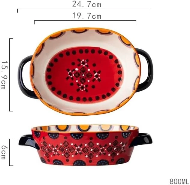 ظرف پخت و پز آشپزخانه با دسته، سینی لازانیا، ظروف سرامیکی ایمن برای استفاده در فر، ظرفیت 800 میلی لیتر لوازم پخت و پز ظرف پخت و پز آشپزخانه با دسته، سینی لازانیا، ظروف سرامیکی ایمن برای استفاده در فر، ظرفیت 800 میلی لیتر لوازم پخت و پز