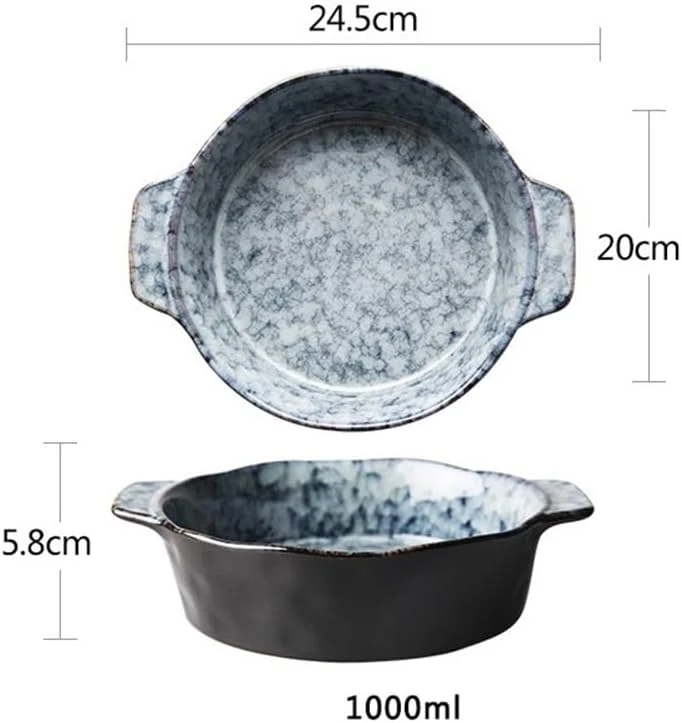 ظرف پخت سرامیکی آشپزخانه، مناسب فر، ظرفیت 1000 میلی لیتر، اندازه 9.5 اینچ، ظروف پخت چینی، قالب لازانیا گرد عمیق با دستگیره، مناسب پخت و پز ظرف پخت سرامیکی آشپزخانه، مناسب فر، ظرفیت 1000 میلی لیتر، اندازه 9.5 اینچ، ظروف پخت چینی، قالب لازانیا گرد عمیق با دستگیره، مناسب پخت و پز