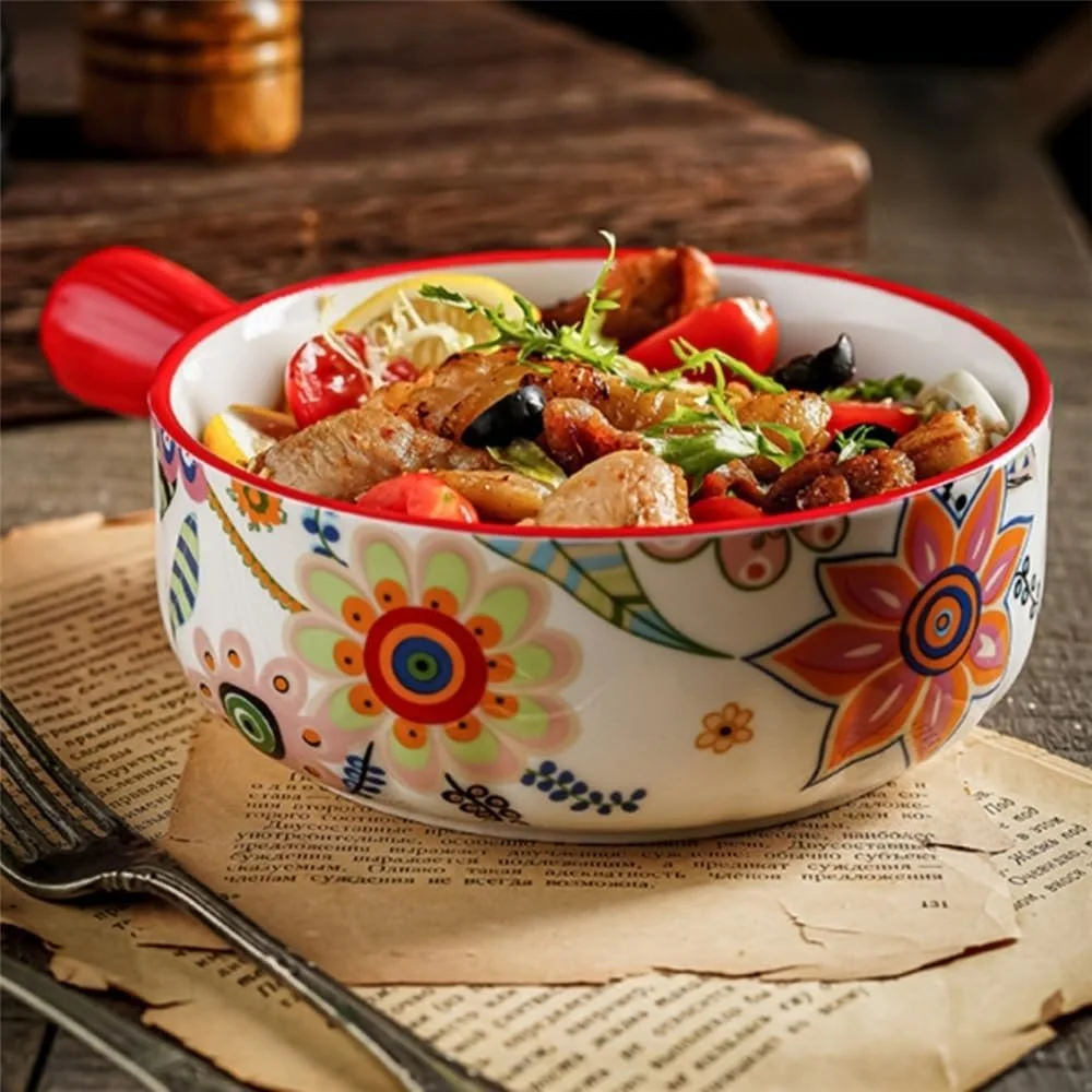 ظرف پخت سرامیکی آشپزخانه، ظرف خلاقانه با دسته تکی به سبک روستایی اسکاندیناوی، با ظرفیت 660 میلی لیتر، مناسب برای استفاده خانگی، مناسب برای پخت برنج و پنیر در فر ظرف پخت سرامیکی آشپزخانه، ظرف خلاقانه با دسته تکی به سبک روستایی اسکاندیناوی، با ظرفیت 660 میلی لیتر، مناسب برای استفاده خانگی، مناسب برای پخت برنج و پنیر در فر