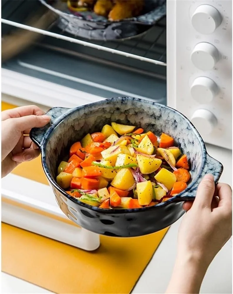 ظرف پخت سرامیکی آشپزخانه، مناسب فر، ظرفیت 1000 میلی لیتر، اندازه 9.5 اینچ، ظروف پخت چینی، قالب لازانیا گرد عمیق با دستگیره، مناسب پخت و پز ظرف پخت سرامیکی آشپزخانه، مناسب فر، ظرفیت 1000 میلی لیتر، اندازه 9.5 اینچ، ظروف پخت چینی، قالب لازانیا گرد عمیق با دستگیره، مناسب پخت و پز