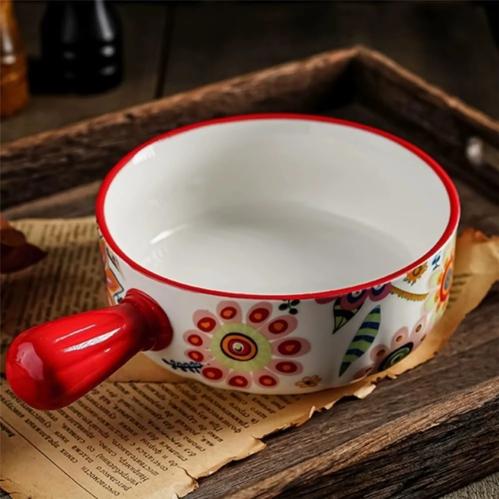 ظرف پخت سرامیکی آشپزخانه، ظرف خلاقانه با دسته تکی به سبک روستایی اسکاندیناوی، با ظرفیت 660 میلی لیتر، مناسب برای استفاده خانگی، مناسب برای پخت برنج و پنیر در فر ظرف پخت سرامیکی آشپزخانه، ظرف خلاقانه با دسته تکی به سبک روستایی اسکاندیناوی، با ظرفیت 660 میلی لیتر، مناسب برای استفاده خانگی، مناسب برای پخت برنج و پنیر در فر