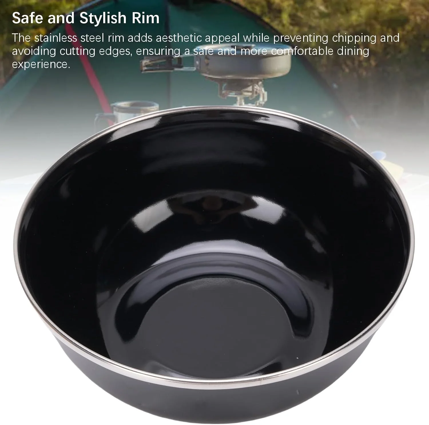 کاسه لعابی Keenso، ظرف سوپ خوری لعابی، ظرف غذاخوری 450 میلی لیتری، لبه استیل ضد زنگ با روکش مقاوم در برابر حرارت بالا، مناسب برای کمپینگ، پیک نیک و فضای باز کاسه لعابی Keenso، ظرف سوپ خوری لعابی، ظرف غذاخوری 450 میلی لیتری، لبه استیل ضد زنگ با روکش مقاوم در برابر حرارت بالا، مناسب برای کمپینگ، پیک نیک و فضای باز