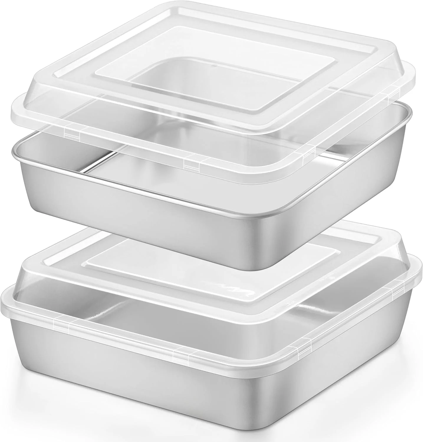 ظرف پخت کیک هروگو با درب، 23x23 سانتیمتر، ظرف کیک مربع عمیق نچسب استیل ضد زنگ، قالب کیک مستطیلی برای براونی و سوفله، غیر سمی و قابل شستشو در ماشین ظرفشویی، ست 2 عددی ظرف پخت کیک هروگو با درب، 23x23 سانتیمتر، ظرف کیک مربع عمیق نچسب استیل ضد زنگ، قالب کیک مستطیلی برای براونی و سوفله، غیر سمی و قابل شستشو در ماشین ظرفشویی، ست 2 عددی