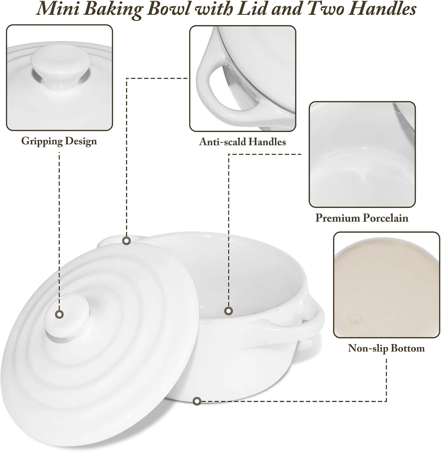 ظرف کممبر پزی Hioph با درب، ظرف سرامیکی سفید 14 سانتی متری برای فر، ظرف پنیر پزی برای کممبر، بری پخته، فوندو، دیپ، قابل استفاده در فر و مایکروویو ظرف کممبر پزی Hioph با درب، ظرف سرامیکی سفید 14 سانتی متری برای فر، ظرف پنیر پزی برای کممبر، بری پخته، فوندو، دیپ، قابل استفاده در فر و مایکروویو