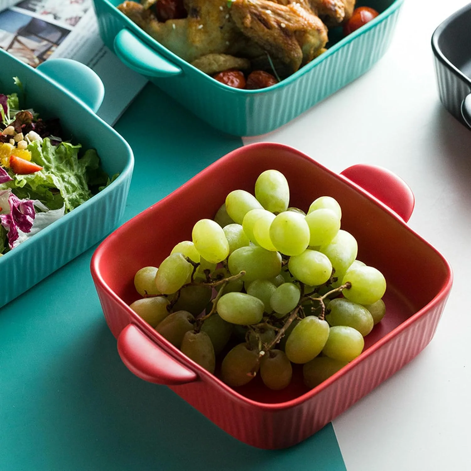 سینی سرامیکی پخت خانگی با دو دسته، مناسب برنج پخته، میوه، ظروف غذاخوری رستورانی - سفید نیمه براق سینی سرامیکی پخت خانگی با دو دسته، مناسب برنج پخته، میوه، ظروف غذاخوری رستورانی - سفید نیمه براق