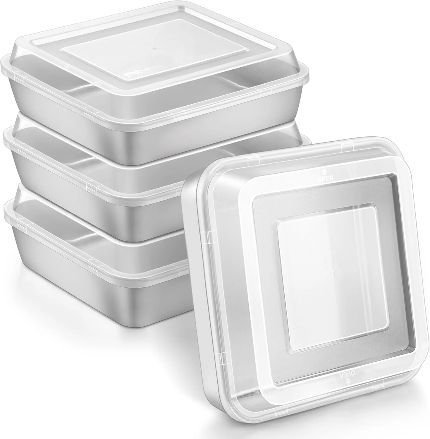 ظرف پخت کیک هیروگو با درب، 23x23 سانتی متر، ظرف کیک مربع عمیق نچسب استیل ضد زنگ، قالب کیک مستطیلی برای براونی و سوفله، غیر سمی و قابل شستشو در ماشین ظرفشویی، ست 4 عددی ظرف پخت کیک هیروگو با درب، 23x23 سانتی متر، ظرف کیک مربع عمیق نچسب استیل ضد زنگ، قالب کیک مستطیلی برای براونی و سوفله، غیر سمی و قابل شستشو در ماشین ظرفشویی، ست 4 عددی