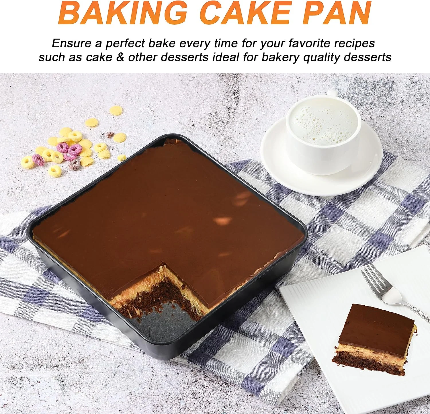 ست قالب کیک مربع استیل ضد زنگ Herogo، 2 عددی، قالب مشکی برای لازانیا، براونی، سوفله و کیک، نچسب و قابل شستشو در ماشین ظرفشویی ست قالب کیک مربع استیل ضد زنگ Herogo، 2 عددی، قالب مشکی برای لازانیا، براونی، سوفله و کیک، نچسب و قابل شستشو در ماشین ظرفشویی