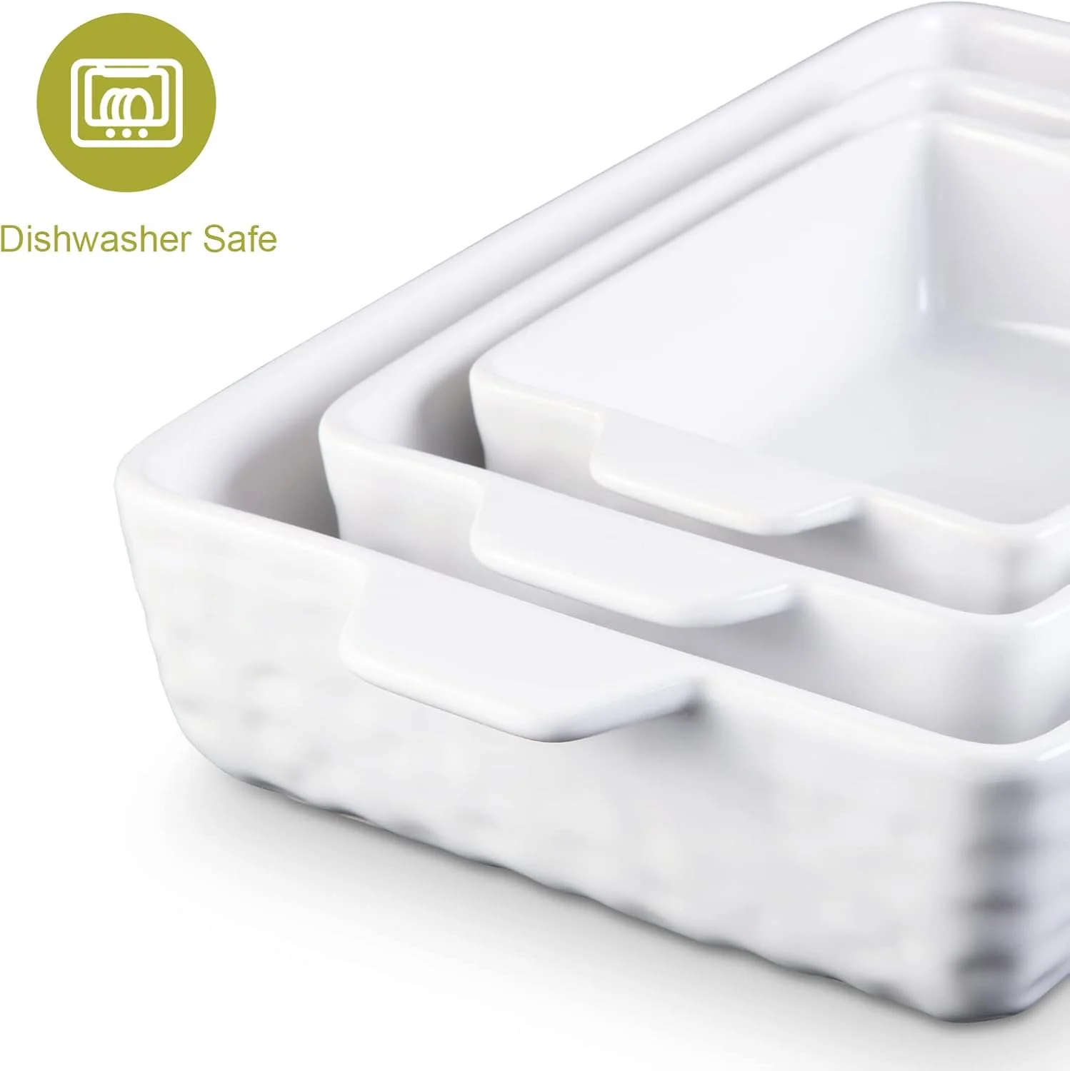 ست ظروف پخت و پز ۳ تکه Garvee، ظروف سرامیکی، ظرف مستطیلی فر با دستگیره، قالب های عمیق لازانیا برای پخت، آشپزی، کیک، شام، هدیه عروسی، قرمز (11.7 اینچ/8.75 اینچ/6.5 اینچ)