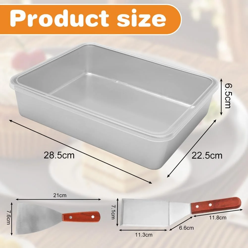 قالب کیک Gohytal، قالب پخت استیل ضد زنگ با درب محکم، 2 عدد کاردک کیک، سینی پخت مستطیلی برای پخت، برشته کردن، نگهداری، سینی پخت قابل شستشو در ماشین ظرفشویی برای سوفله و کیک قالب کیک Gohytal، قالب پخت استیل ضد زنگ با درب محکم، 2 عدد کاردک کیک، سینی پخت مستطیلی برای پخت، برشته کردن، نگهداری، سینی پخت قابل شستشو در ماشین ظرفشویی برای سوفله و کیک