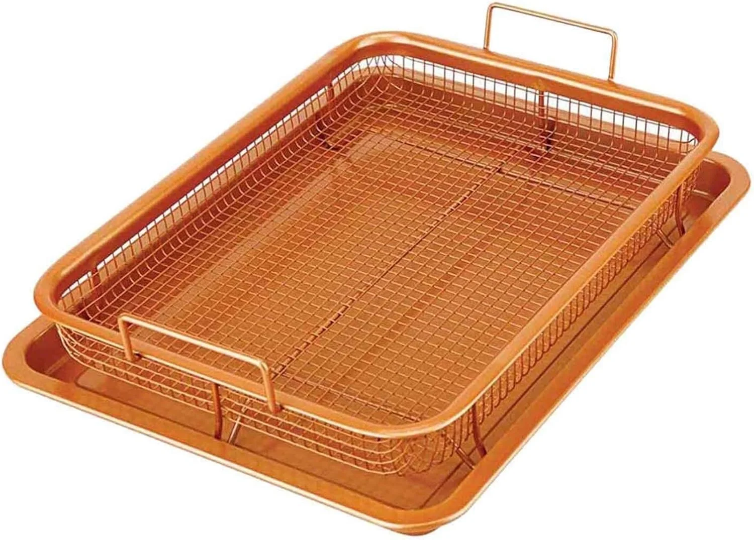 سینی سرخ کن مسی FNXSEO، تابه پخت و پز بدون روغن، سبد چیپس، ظرف پخت ترد، توری گریل، ابزار آشپزخانه، قفسه های کارد و چنگال سینی سرخ کن مسی FNXSEO، تابه پخت و پز بدون روغن، سبد چیپس، ظرف پخت ترد، توری گریل، ابزار آشپزخانه، قفسه های کارد و چنگال