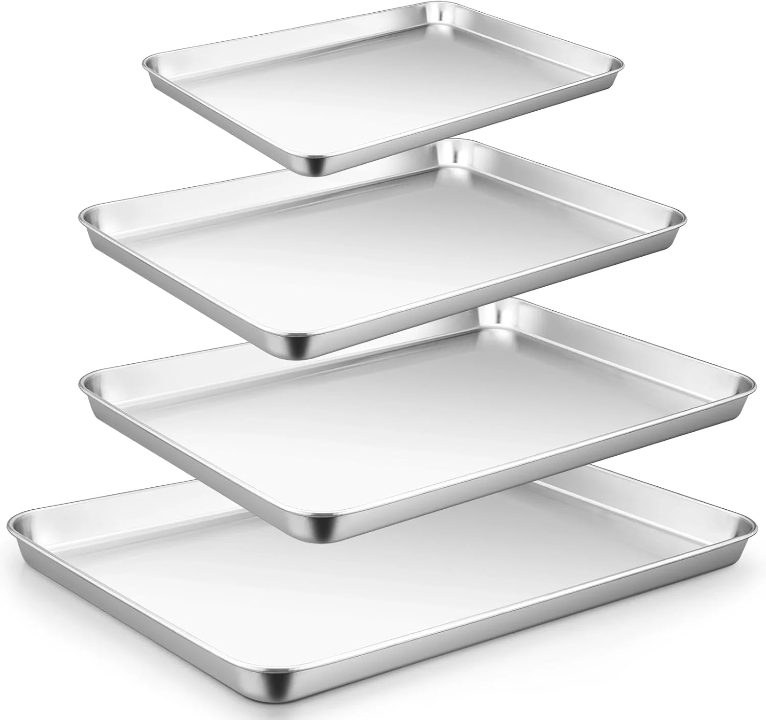 ست 4 تایی سینی فر E-far (40/31/26/23 سانتی متر)، ست سینی استیل ضد زنگ برای فر، سینی پخت مستطیلی با عمق 2.5 سانتی متر برای پخت و پز، غیر سمی و تمیز کردن آسان، قابل شستشو در ماشین ظرفشویی ست 4 تایی سینی فر E-far (40/31/26/23 سانتی متر)، ست سینی استیل ضد زنگ برای فر، سینی پخت مستطیلی با عمق 2.5 سانتی متر برای پخت و پز، غیر سمی و تمیز کردن آسان، قابل شستشو در ماشین ظرفشویی