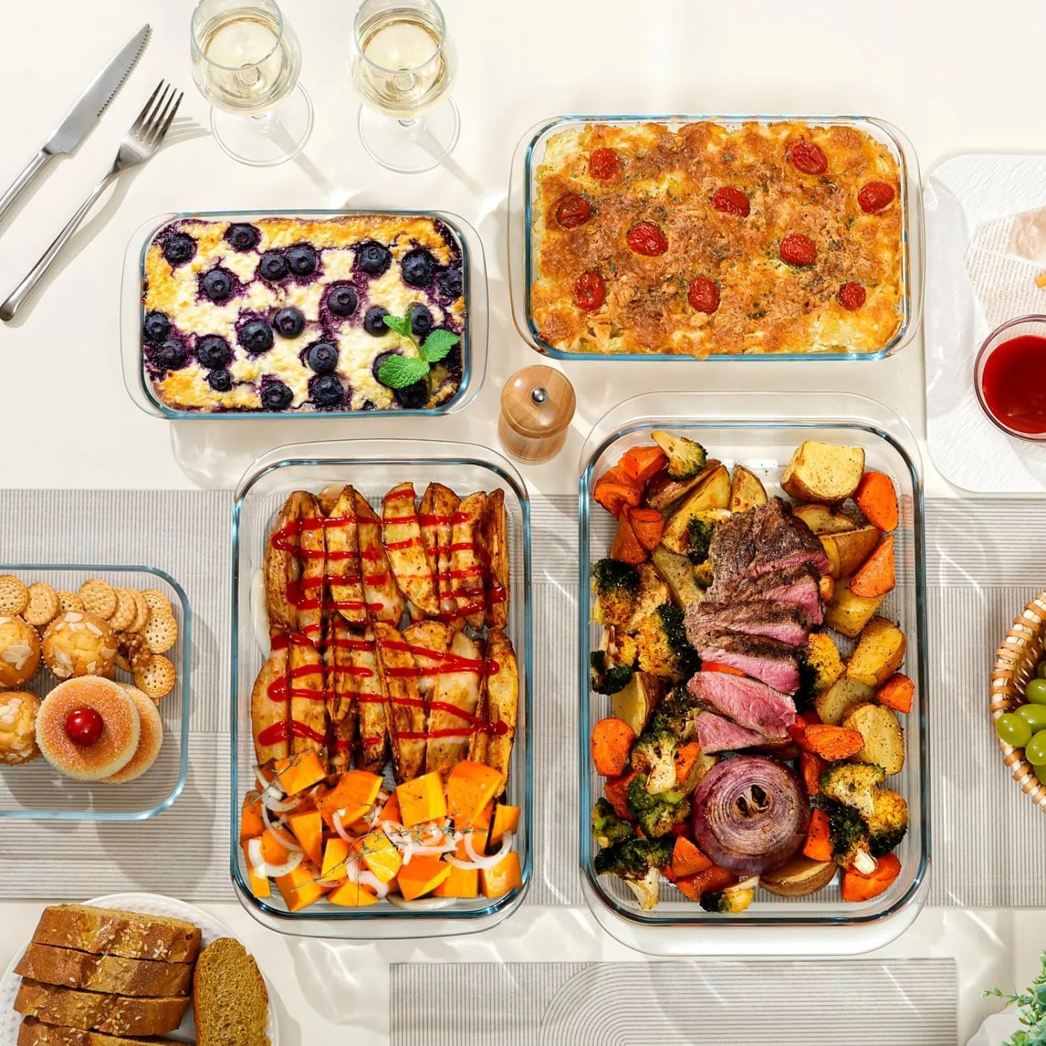 ظرف پیرکس 1 لیتری - ظرف مستطیلی مناسب فر و مایکروویو برای پخت و پز، لازانیا، بریان کردن و سرو غذا، سینی پخت چند منظوره مناسب فر (شفاف، کوچک) ظرف پیرکس 1 لیتری - ظرف مستطیلی مناسب فر و مایکروویو برای پخت و پز، لازانیا، بریان کردن و سرو غذا، سینی پخت چند منظوره مناسب فر (شفاف، کوچک)