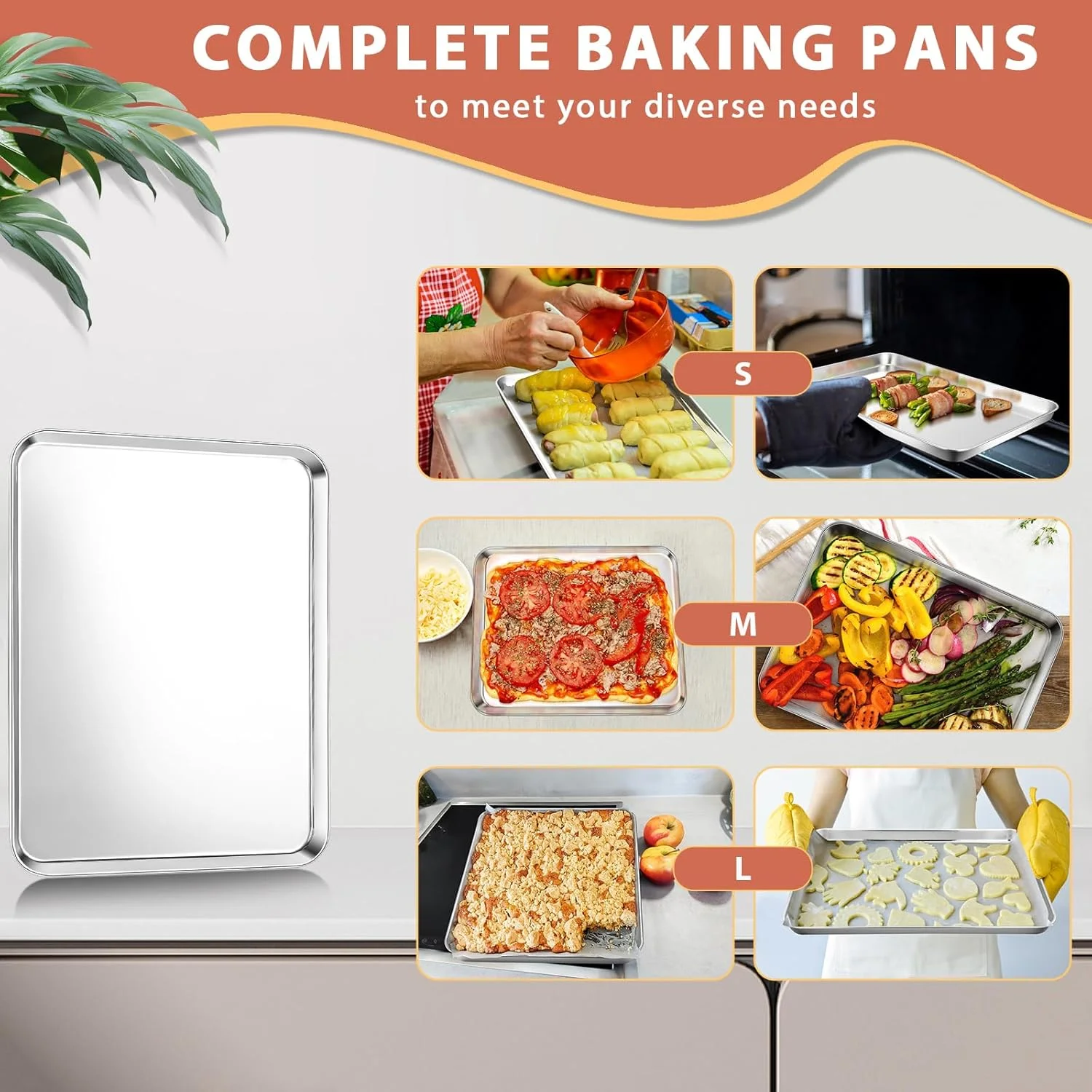 ست 4 تایی سینی فر E-far (40/31/26/23 سانتی متر)، ست سینی استیل ضد زنگ برای فر، سینی پخت مستطیلی با عمق 2.5 سانتی متر برای پخت و پز، غیر سمی و تمیز کردن آسان، قابل شستشو در ماشین ظرفشویی ست 4 تایی سینی فر E-far (40/31/26/23 سانتی متر)، ست سینی استیل ضد زنگ برای فر، سینی پخت مستطیلی با عمق 2.5 سانتی متر برای پخت و پز، غیر سمی و تمیز کردن آسان، قابل شستشو در ماشین ظرفشویی