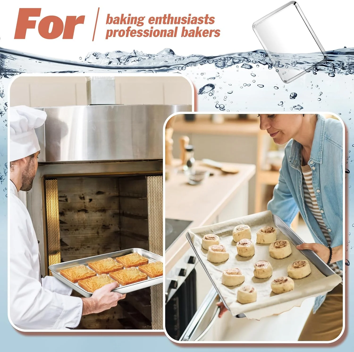 ست 4 تایی سینی فر E-far (40/31/26/23 سانتی متر)، ست سینی استیل ضد زنگ برای فر، سینی پخت مستطیلی با عمق 2.5 سانتی متر برای پخت و پز، غیر سمی و تمیز کردن آسان، قابل شستشو در ماشین ظرفشویی ست 4 تایی سینی فر E-far (40/31/26/23 سانتی متر)، ست سینی استیل ضد زنگ برای فر، سینی پخت مستطیلی با عمق 2.5 سانتی متر برای پخت و پز، غیر سمی و تمیز کردن آسان، قابل شستشو در ماشین ظرفشویی