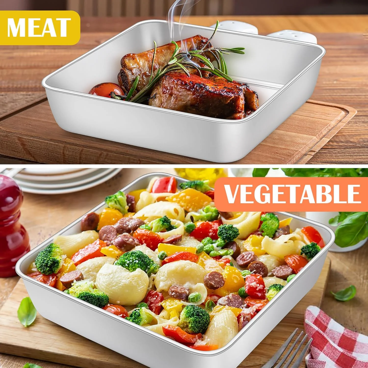 ست 2 عددی قالب کیک مربع 9x9 اینچی E-far، قالب پخت استیل ضد زنگ برای لازانیا، براونی و سوفله، ظروف پخت نقره ای مربع شکل برای پخت در فر، غیر سمی و ضد زنگ، قابل شستشو در ماشین ظرفشویی، عمق 2 اینچ ست 2 عددی قالب کیک مربع 9x9 اینچی E-far، قالب پخت استیل ضد زنگ برای لازانیا، براونی و سوفله، ظروف پخت نقره ای مربع شکل برای پخت در فر، غیر سمی و ضد زنگ، قابل شستشو در ماشین ظرفشویی، عمق 2 اینچ