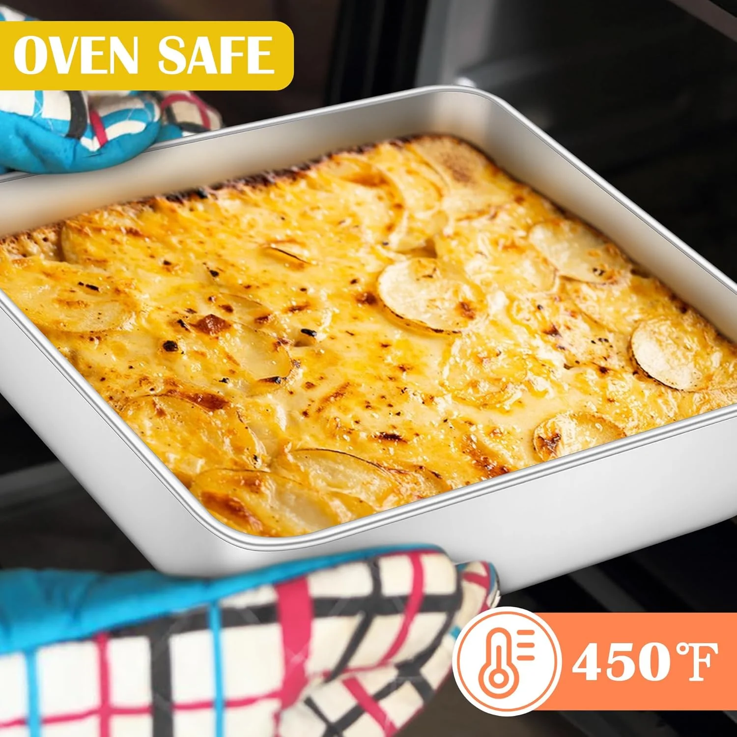 ست 2 عددی قالب کیک مربع 9x9 اینچی E-far، قالب پخت استیل ضد زنگ برای لازانیا، براونی و سوفله، ظروف پخت نقره ای مربع شکل برای پخت در فر، غیر سمی و ضد زنگ، قابل شستشو در ماشین ظرفشویی، عمق 2 اینچ ست 2 عددی قالب کیک مربع 9x9 اینچی E-far، قالب پخت استیل ضد زنگ برای لازانیا، براونی و سوفله، ظروف پخت نقره ای مربع شکل برای پخت در فر، غیر سمی و ضد زنگ، قابل شستشو در ماشین ظرفشویی، عمق 2 اینچ