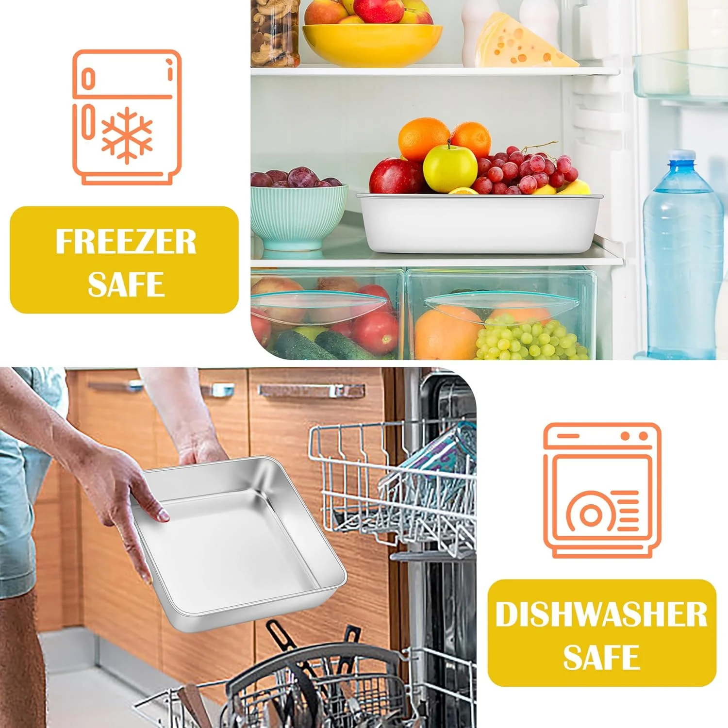 ست 2 عددی قالب کیک مربع 9x9 اینچی E-far، قالب پخت استیل ضد زنگ برای لازانیا، براونی و سوفله، ظروف پخت نقره ای مربع شکل برای پخت در فر، غیر سمی و ضد زنگ، قابل شستشو در ماشین ظرفشویی، عمق 2 اینچ ست 2 عددی قالب کیک مربع 9x9 اینچی E-far، قالب پخت استیل ضد زنگ برای لازانیا، براونی و سوفله، ظروف پخت نقره ای مربع شکل برای پخت در فر، غیر سمی و ضد زنگ، قابل شستشو در ماشین ظرفشویی، عمق 2 اینچ