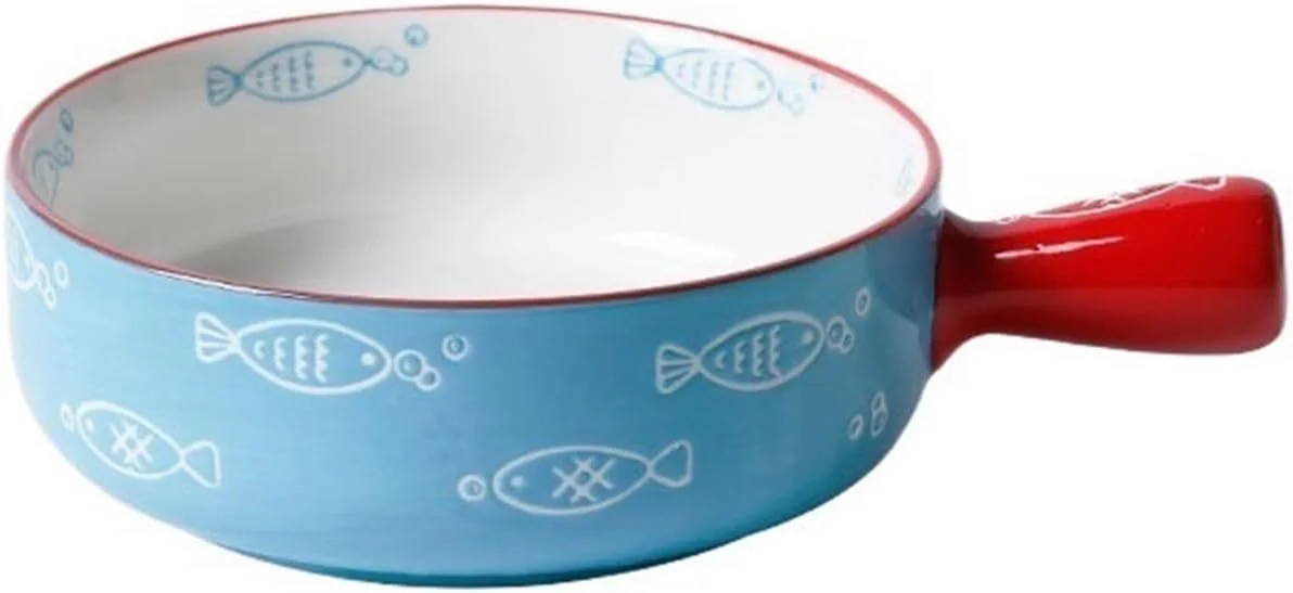 ظرف پخت سرامیکی DTACBNEUZ، تابه پخت تک دسته، لوازم پخت سرامیکی، تابه ساده پخت خانگی، بشقاب صبحانه، بشقاب سبزیجات، ظرف خوراک پزی چینی