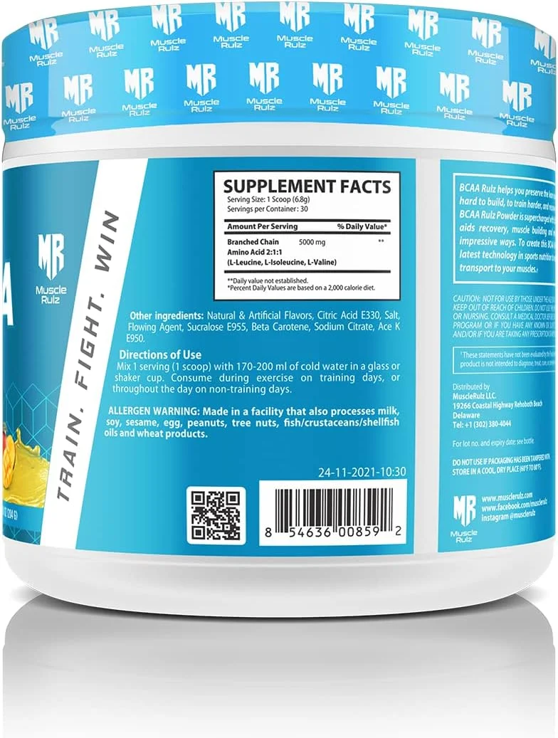Muscle Rulz BCAA - فرمول BCAA پریمیوم - 5000 میلی گرم - 30 سروینگ (انبه) Muscle Rulz BCAA - فرمول BCAA پریمیوم - 5000 میلی گرم - 30 سروینگ (انبه)