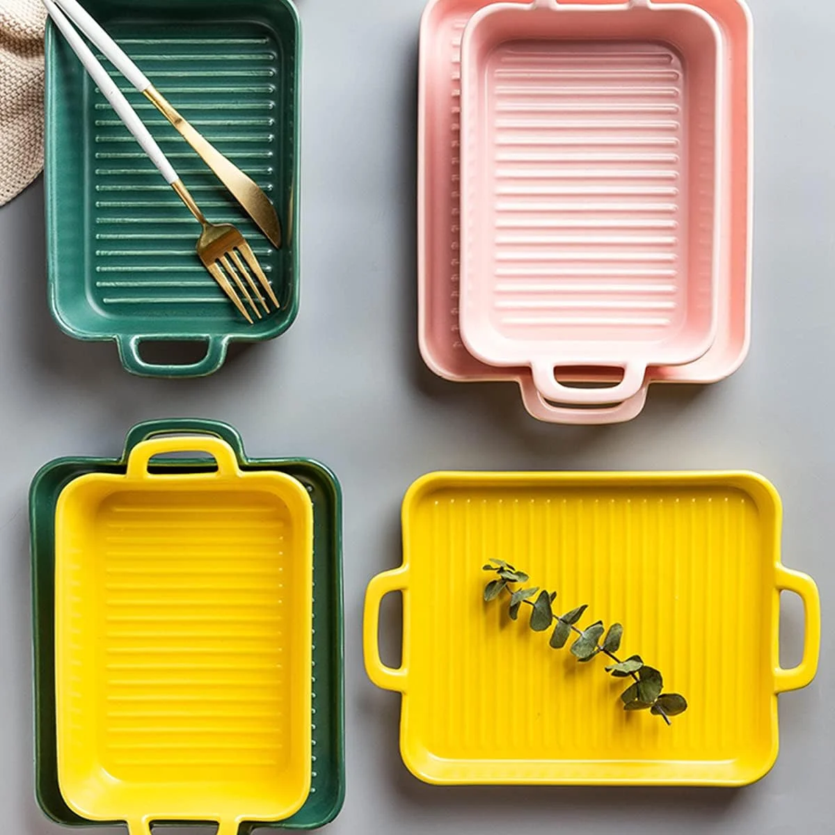 ظروف پخت سرامیکی مستطیلی 10 اینچی با دسته (B)