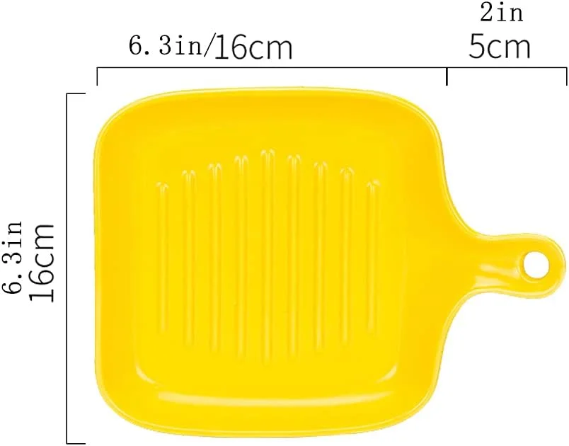 ظرف پخت لازانیا سرامیکی مربع کوچک با یک دسته، ظروف پخت و پز چینی برای وعده های غذایی (B)