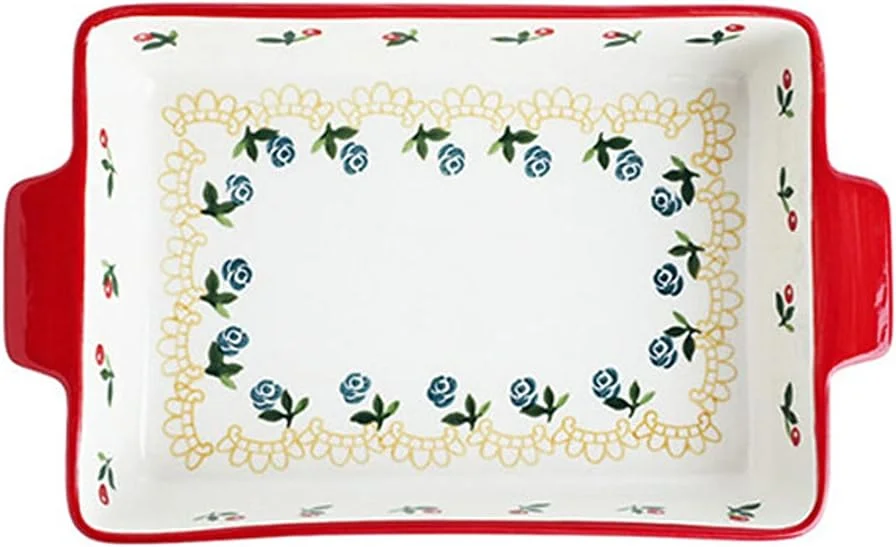 Porcelain Baking Dish with Handles Rectangular Ceramic Bakeware Set for Oven Cooking ()