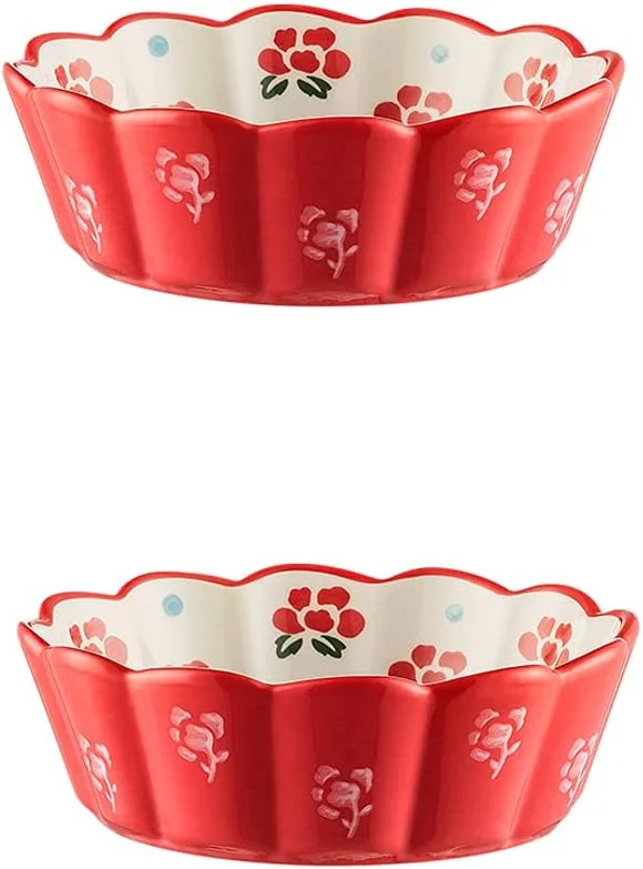 Ceramic Baking Dishes Bakeware Porcelain Round Quiche Flan Dish Traditional Porcelain (B)