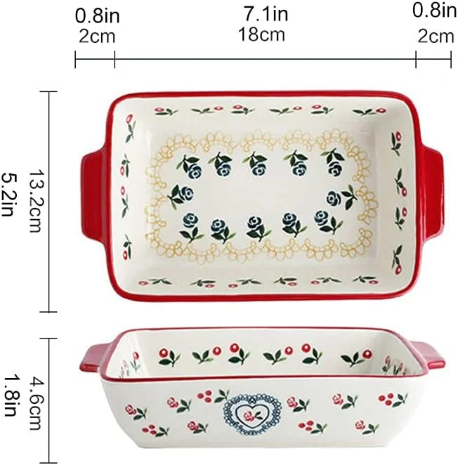 Porcelain Baking Dish with Handles Rectangular Ceramic Bakeware Set for Oven Cooking () Porcelain Baking Dish with Handles Rectangular Ceramic Bakeware Set for Oven Cooking ()